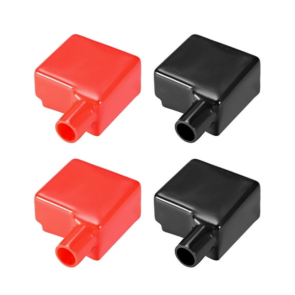 Battery Terminal Insulating Rubber Protector Cover for 15mm Cable 50mm Square Red Black 2 Pairs