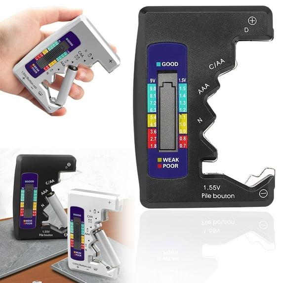 Battery Tester, Black, 9*6, Battery Tester Fast And Accurate Digital Battery Voltage Detector for All Types of Batteries Portable Battery Power Detector With Lcd Display
