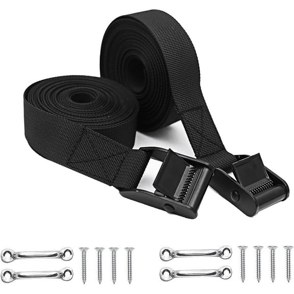 Battery Tie Down Straps for Boats,Heavy Duty Cam Buckle Straps Cooler Tie Down Kit with Stainless Brackets and SS Screws Used for Fuel Tank, Cooler, YETI, RTIC, RV