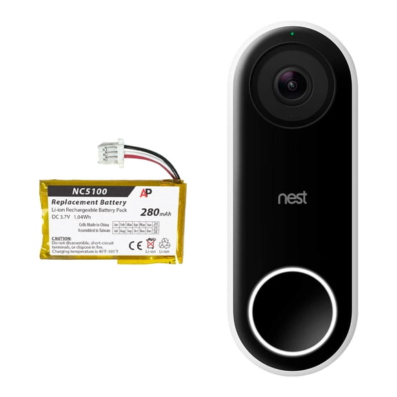Battery Upgrade for Nest Doorbell (Wired), Nest Hello Video Doorbell, Model NS5100US