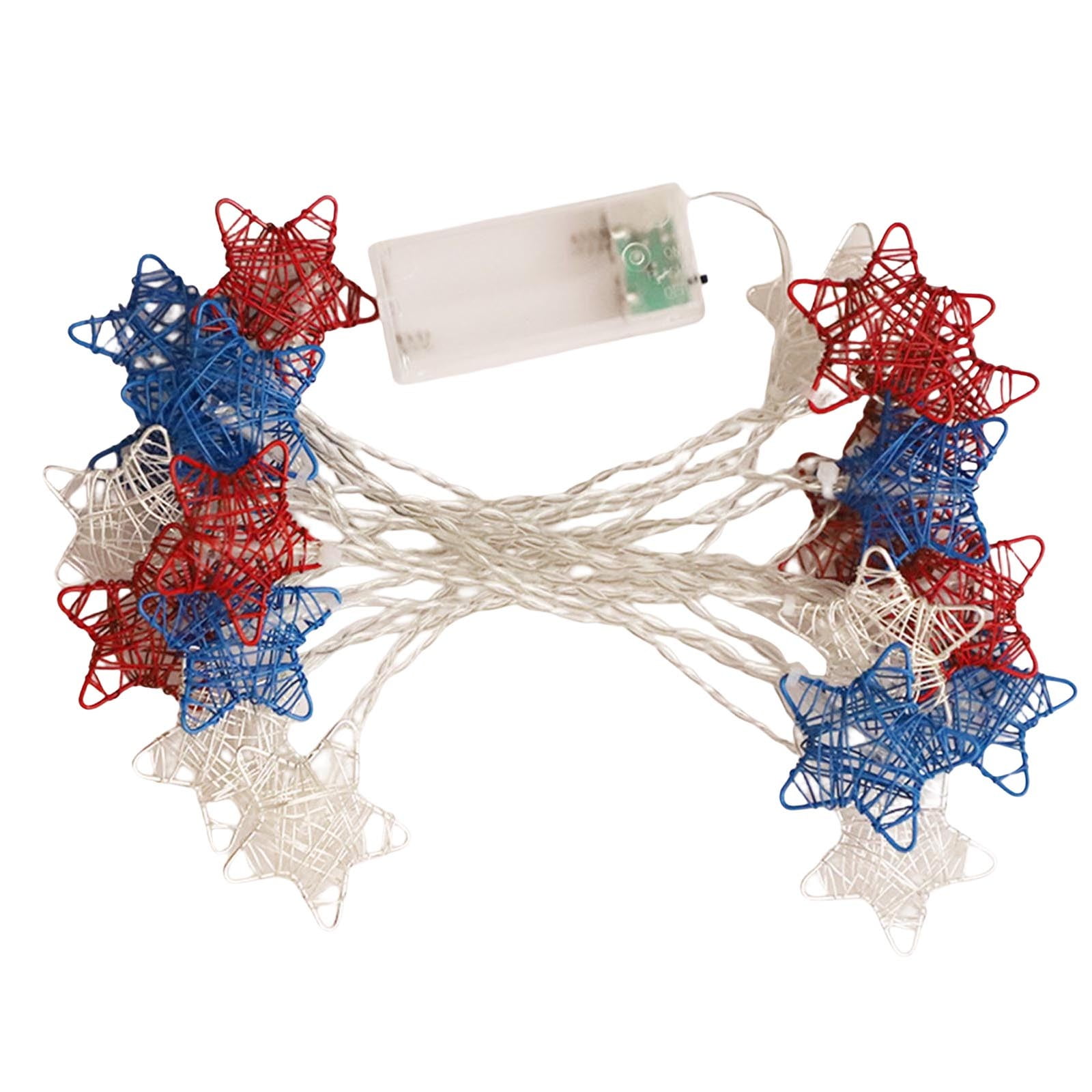 Battery Xmas Lights Independence Day Decor Red White Blue Lights Indoor Star String Lights For