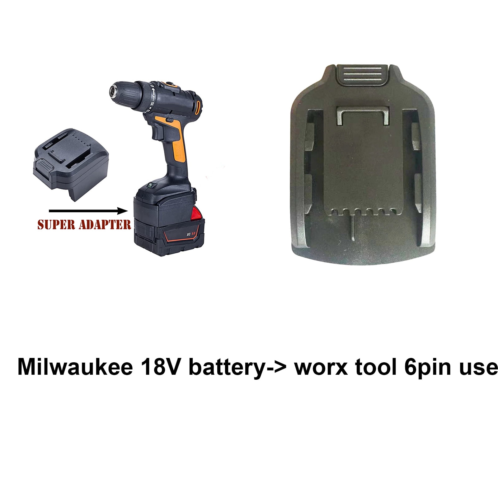 Battery adapter for Mil**wau*kee 18v Battery use on Worx-6Pin Power tools
