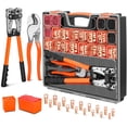 thumbnail image 1 of Battery cable terminal crimping tool set includes copper wire terminals 124681/0 gauge, crimping pliers suitable for 10-1/0 with cable cutter, 110 battery cable terminals with 1103:1 heat shrink tube, 1 of 4
