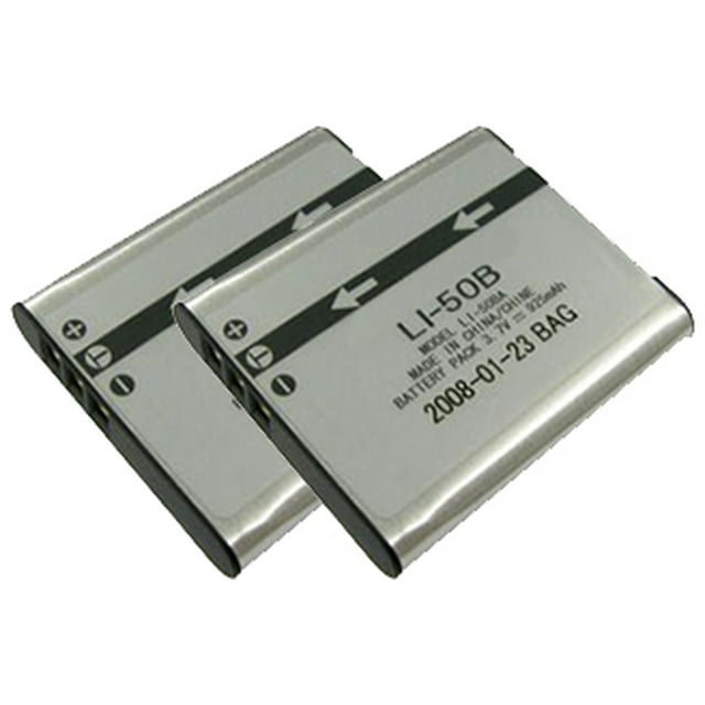 Battery for Olympus Li50B Fits Stylus, MJU, S, Tough, and X Series Cameras 2 Pack