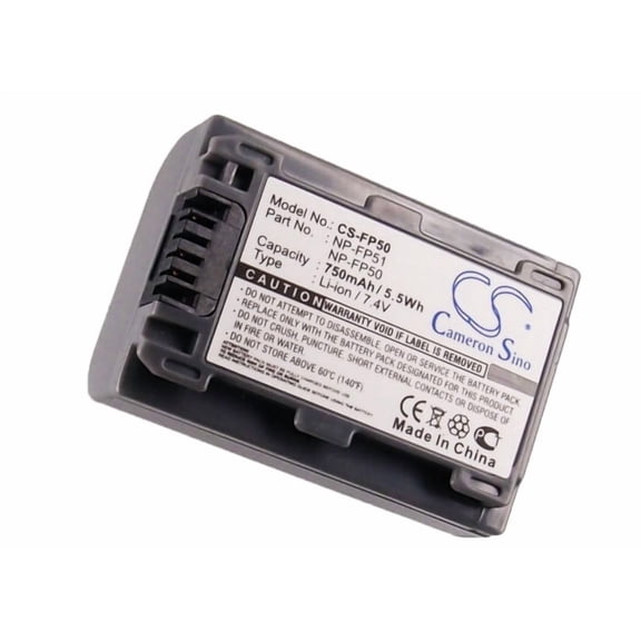 Battery for Sony DCR-30 DCR-HC17 DCR-SR100 HDR-HC3 NP-FP30 NP-FP50 NP-FP51 750mA