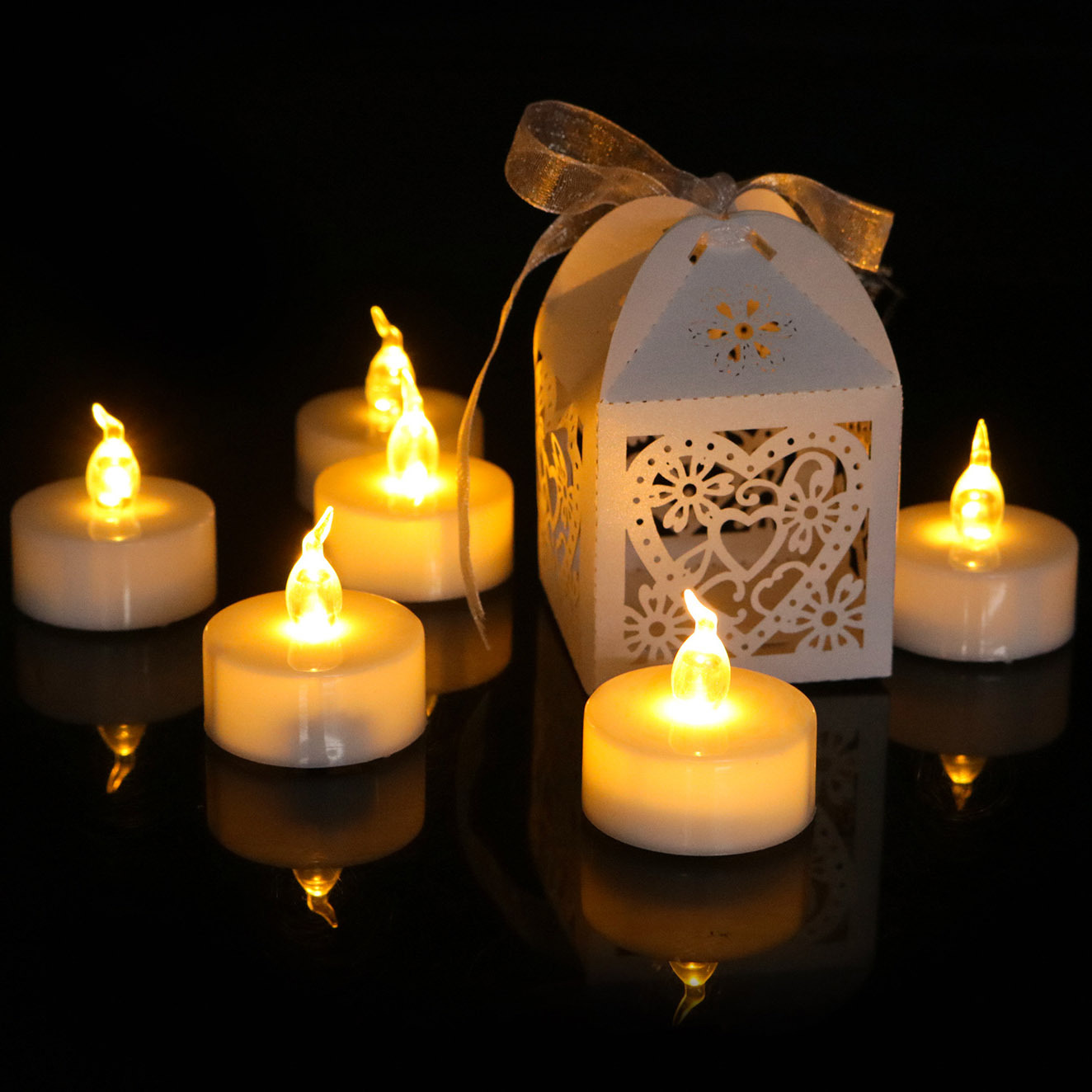 Battery powered Tea Light Candle 12 packs realistic bright flashing holiday gift Flameless