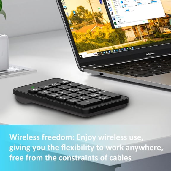 Battery-powered wireless digital mini keyboard, 23-key digital keyboard upgrade, more efficient than 10-key USB keyboard, suitable for laptop, PC, notebook, desktop, Surface Pro