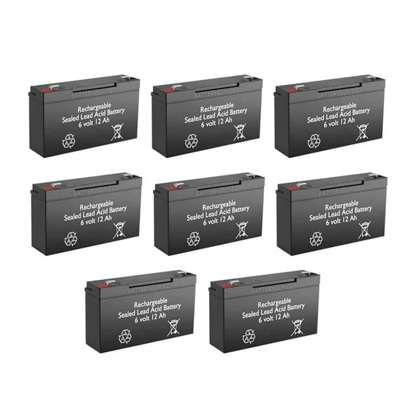 BatteryGuy 6V 12Ah CooPower CPD6-12 replacement battery - BatteryGuy brand equivalent (rechargeable, High Rate - qty of 8)
