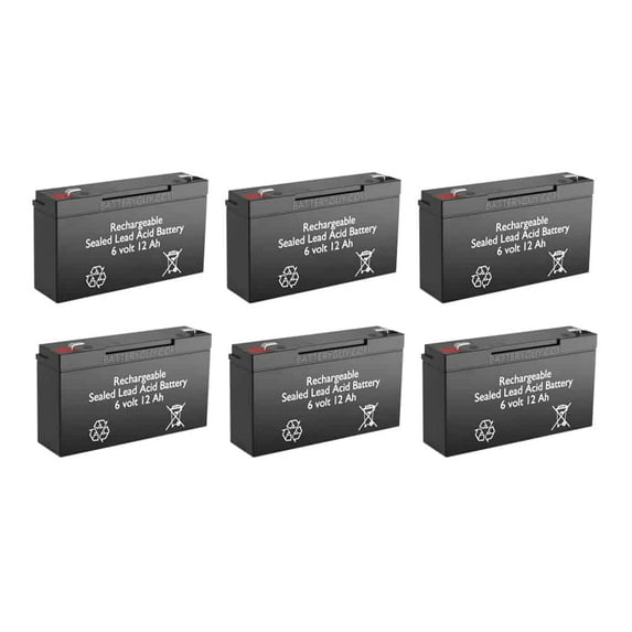 BatteryGuy 6V 12Ah LC-R0612P1 (6 pack, rechargeable, High Rate)