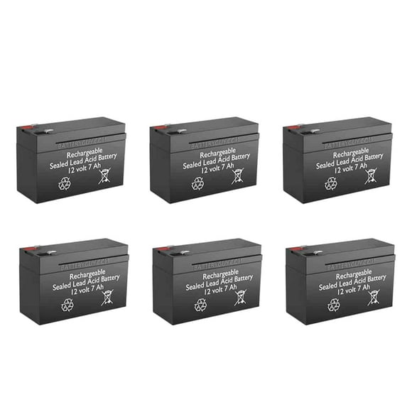 BatteryGuy BG-1270F1 12V 7Ah Leoch DJW 12-7.2 (F1 terminals, rechargeable - qty of 6)