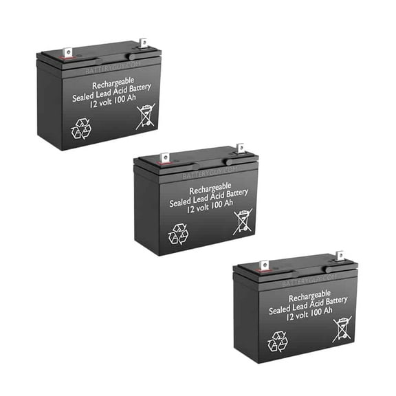 BatteryGuy Riptide Engine Mount 101 replacement 12V 100Ah battery - BatteryGuy brand equivalent (Qty of 3)