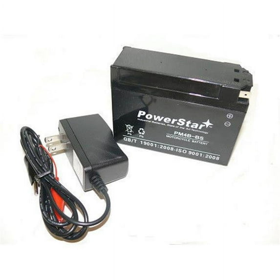 BatteryJack AGM Battery & Charger 12 V YT4B - BS 2001 - 2009 Yamaha SR400 Vino 50 YJ50R Classic