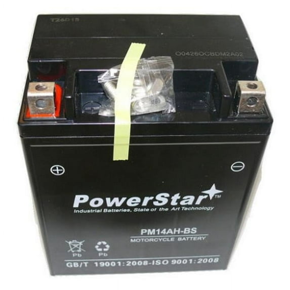 BatteryJack PM14AH-BS-01 PowerStar YTX14AH - BS ATV Battery for Yamaha YFM400FW Kodiak 400cc 1993 - 1995