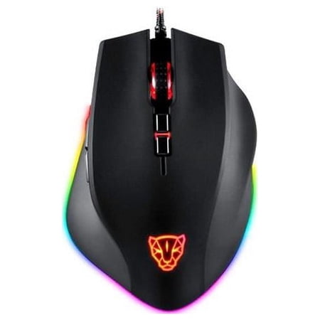 BatteryJack V80-02 5000 DPI Ergonomic Wired Gaming Mouse with Optical Sensor, 8 Buttons & RGB Backlit