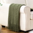 thumbnail image 1 of Army Green Throw Blanket for Couch,Green Boho Blanket,Spring Knit Throws for Bed,50"x60", 1 of 8