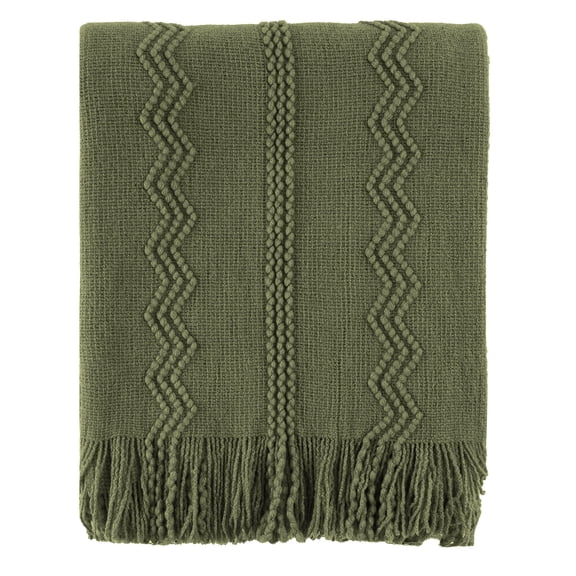 Army Green Throw Blanket for Couch,Green Boho Blanket,Spring Knit Throws for Bed,50"x60"