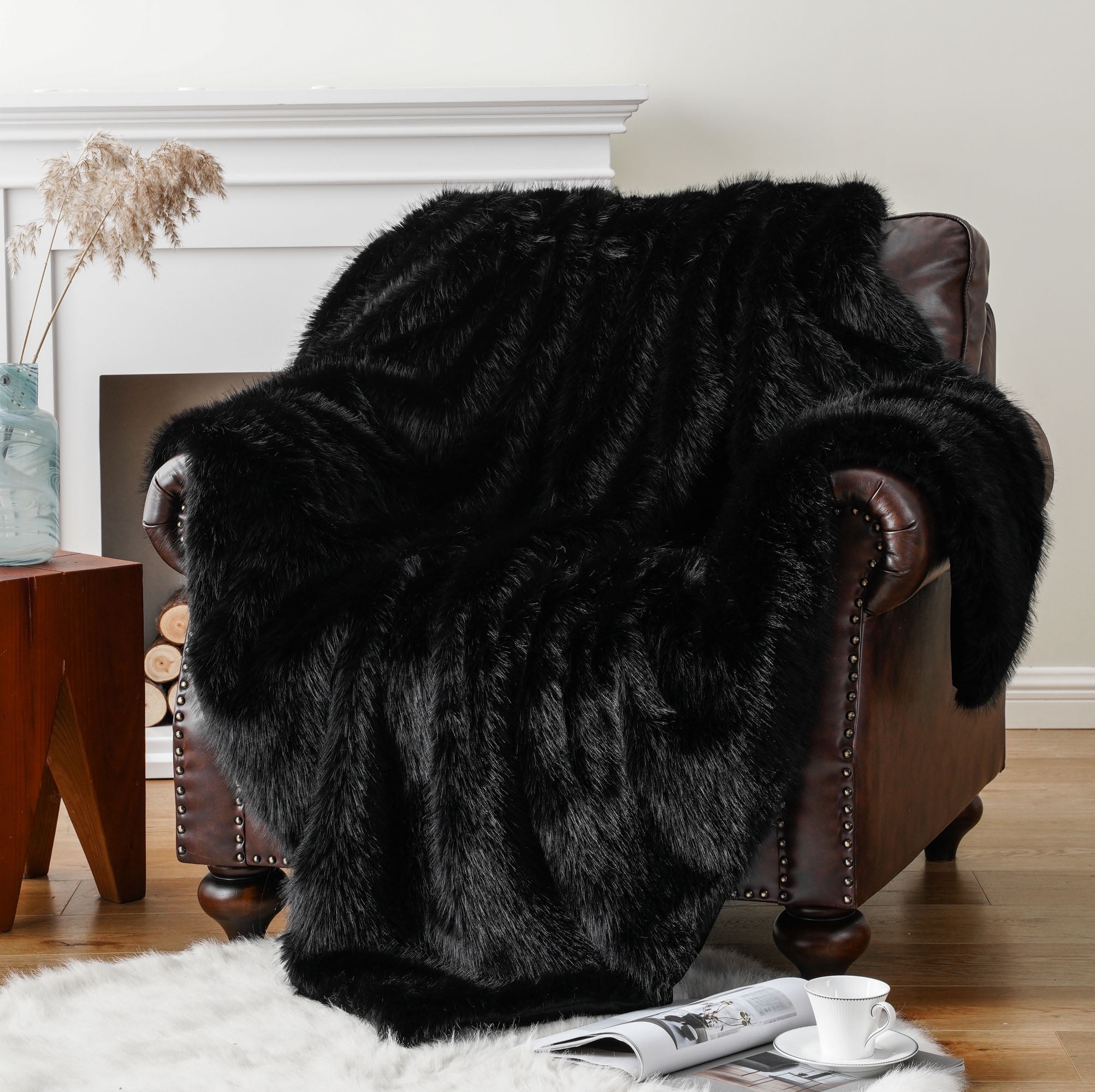 Long hair faux fur throw sale