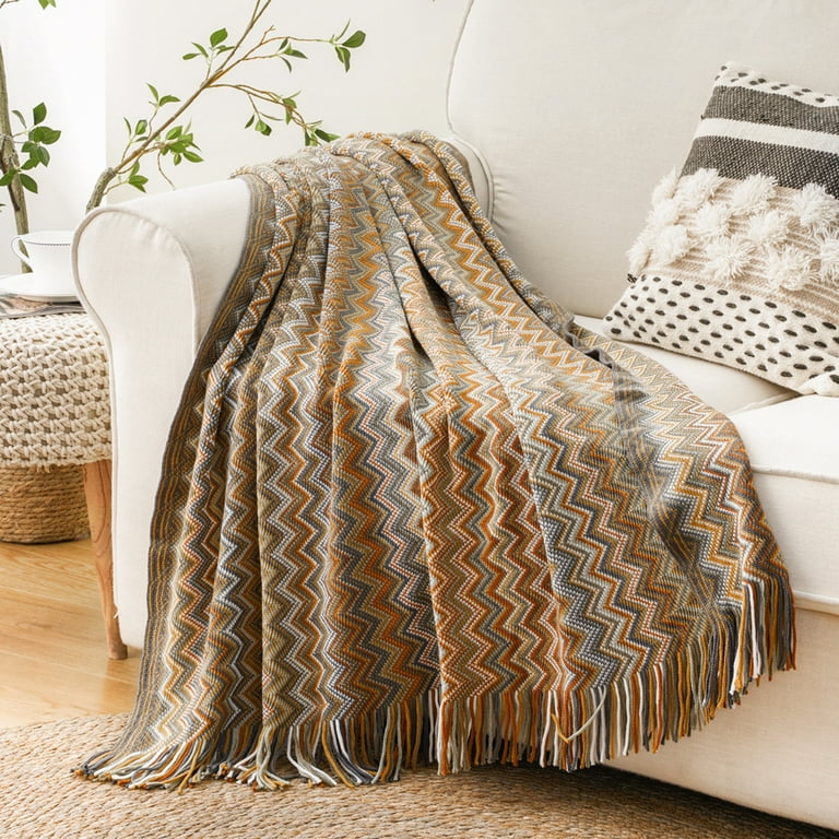 Battilo Decorative Woven Boho Throw Blanket, Soft Cozy Knit with