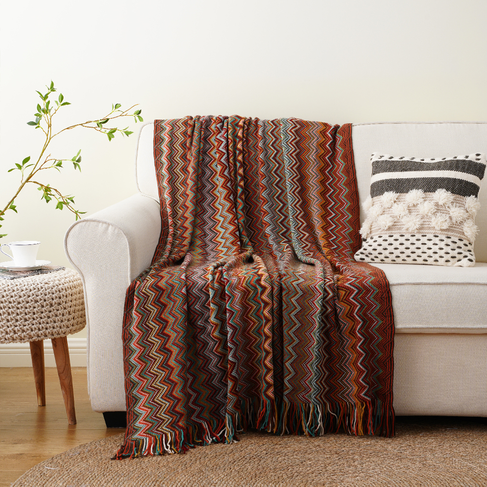 Battilo Boho Throw Blanket ,Rust Red Throw Blankets for Couch Bed Sofa