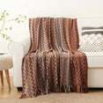 thumbnail image 1 of Battilo Rust Red Throw Blanket,Knitted Boho Blanket,Lightweight Mexcian Afgan Blanket,50"x80", 1 of 8