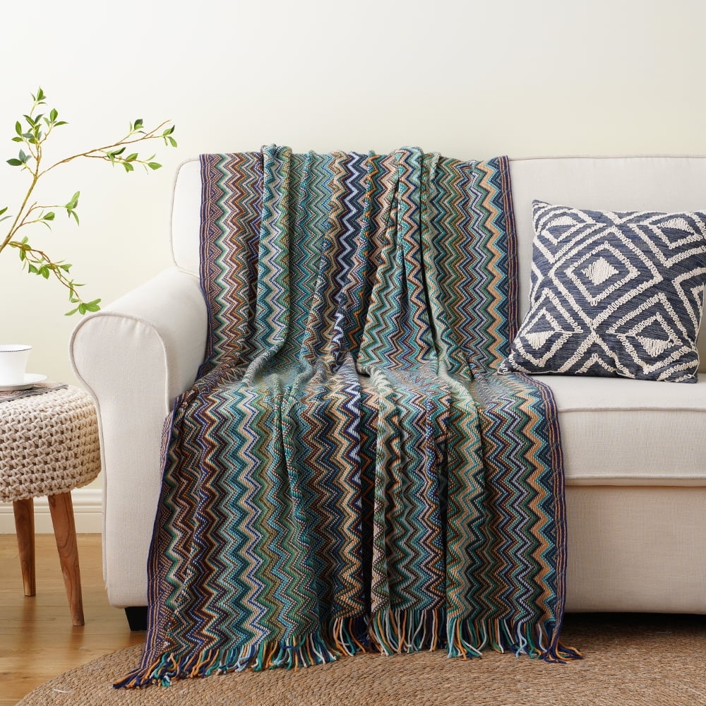 Battilo Boho Blue Throw Blanket 50 x60