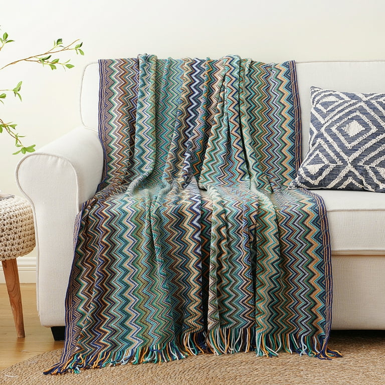 Battilo Large Boho Throw Blanket, Soft Cozy Knit with Tassel, 50