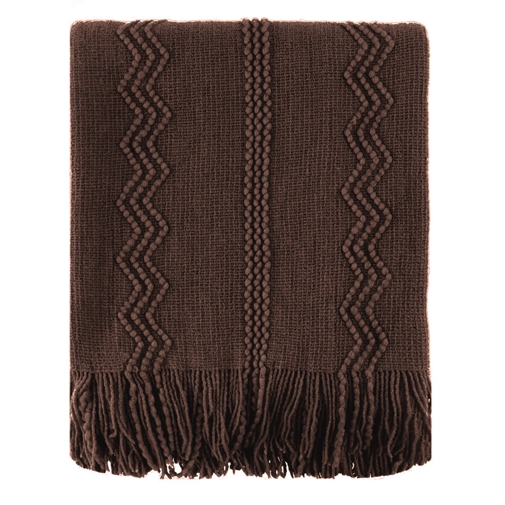 Battilo Brown Throw Blanket for Couch, Chocolate Brown Knit Throw ...