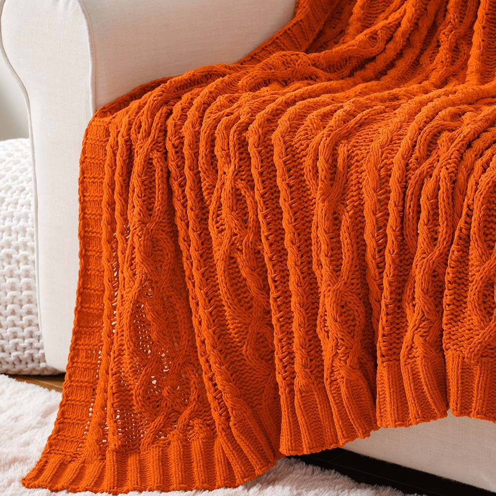 Warm popular Christmas Gift,Knitted Blanket,Red/Orange Knitting Throw Blanket,Sofa Knitted Blanket,Home Decor,Baby Blanket,Bedding Decor,Christmas