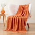 thumbnail image 1 of Burnt Orange Throw Blanket for Couch Bed,Fall Throws with Tassels,Halloween Blanket,50"x60", 1 of 9