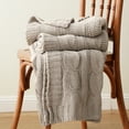 thumbnail image 1 of Battilo Cable Knite Blanket ,khaki Warm Throws,Herringbone Blanket,Housewarming Gifts,50"x60", 1 of 8