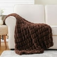 thumbnail image 1 of Battilo Chocolate Brown Faux Fur Throw Blanket,Soft Cozy Brown Fur Blanket for Living Room,50"x60", 1 of 8