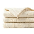thumbnail image 1 of Cream Cable Knit Blankets, White Herringbone Decorative Knitted Throw,Housewarming Gifts,50"x60", 1 of 8