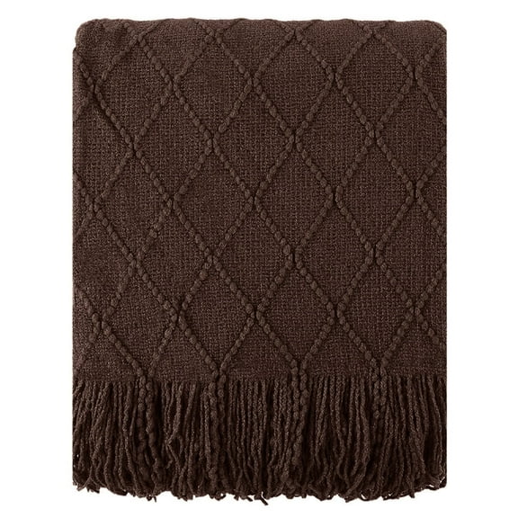 Battilo Dark Brown Throw Blanket,Chocolate Brown Throws,Lightweight Knit Blanket for Couch,50"x60"