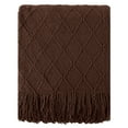 "Battilo Soft Dark Brown Knit Throw Blanket for Couch/Bed, Decorative