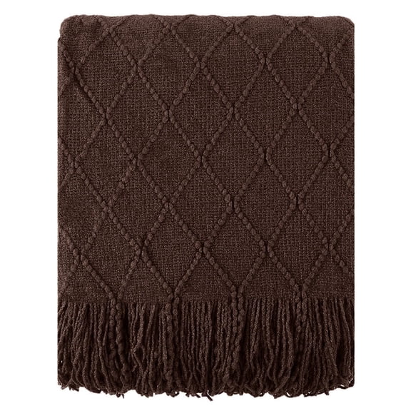 Battilo Dark Brown Throw Blanket,Chocolate Brown Throws,Lightweight Knit Blanket for Couch,50"x60"