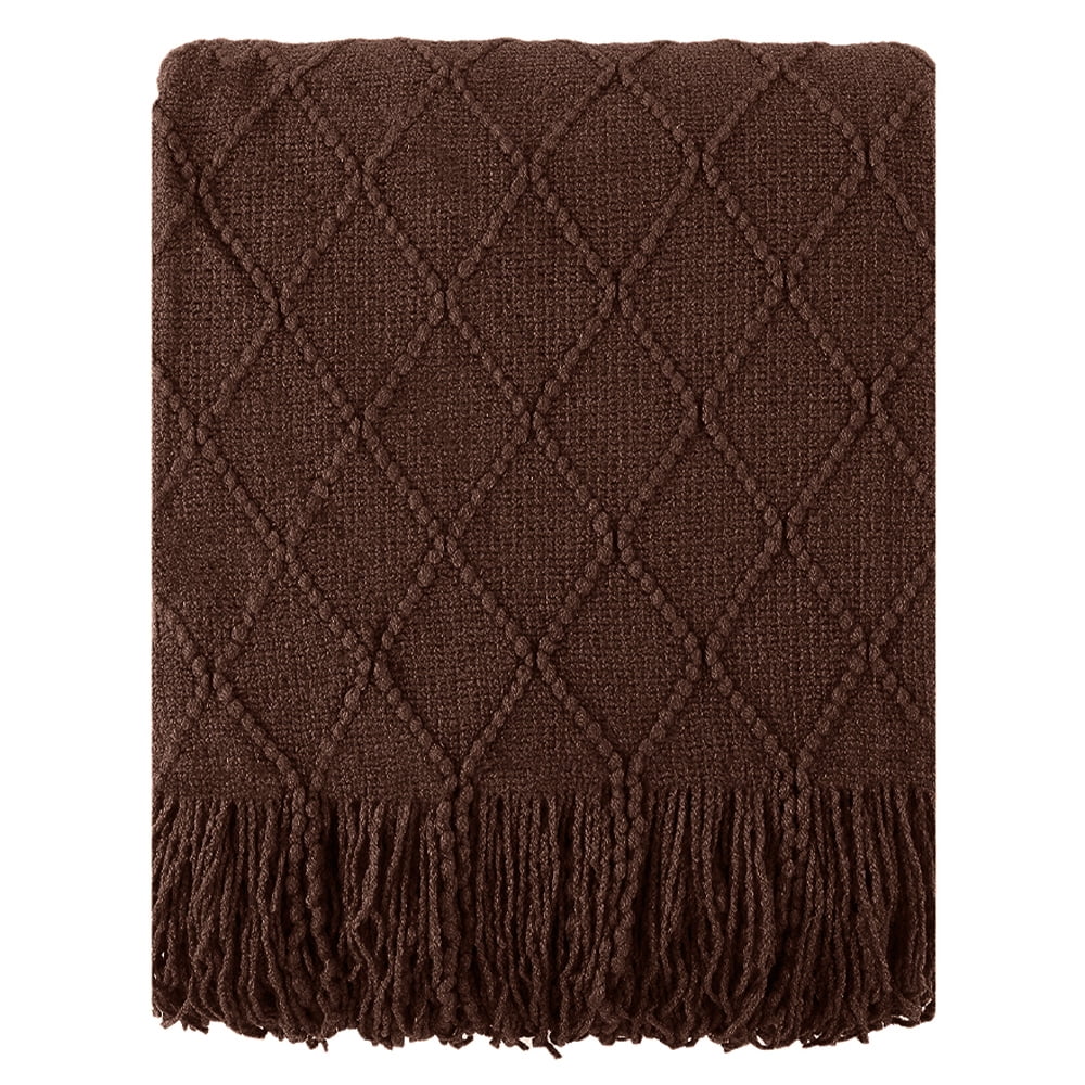 Battilo Dark Brown Throw Blanket, Chocolate Brown Throw, Decorative