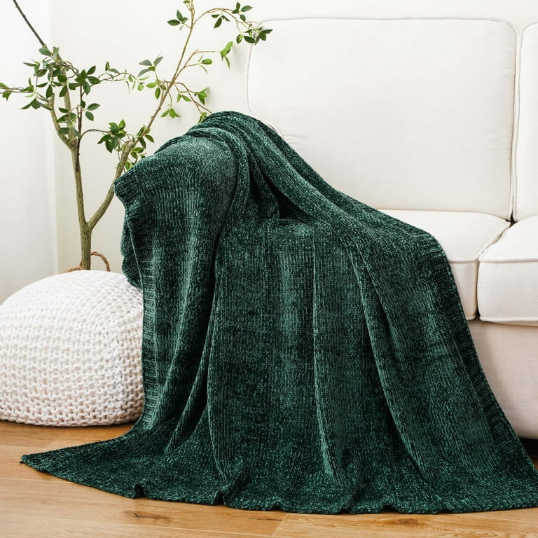 Fleece Blanket Dark Green Throws For Sofas Pavilia Emerald Green