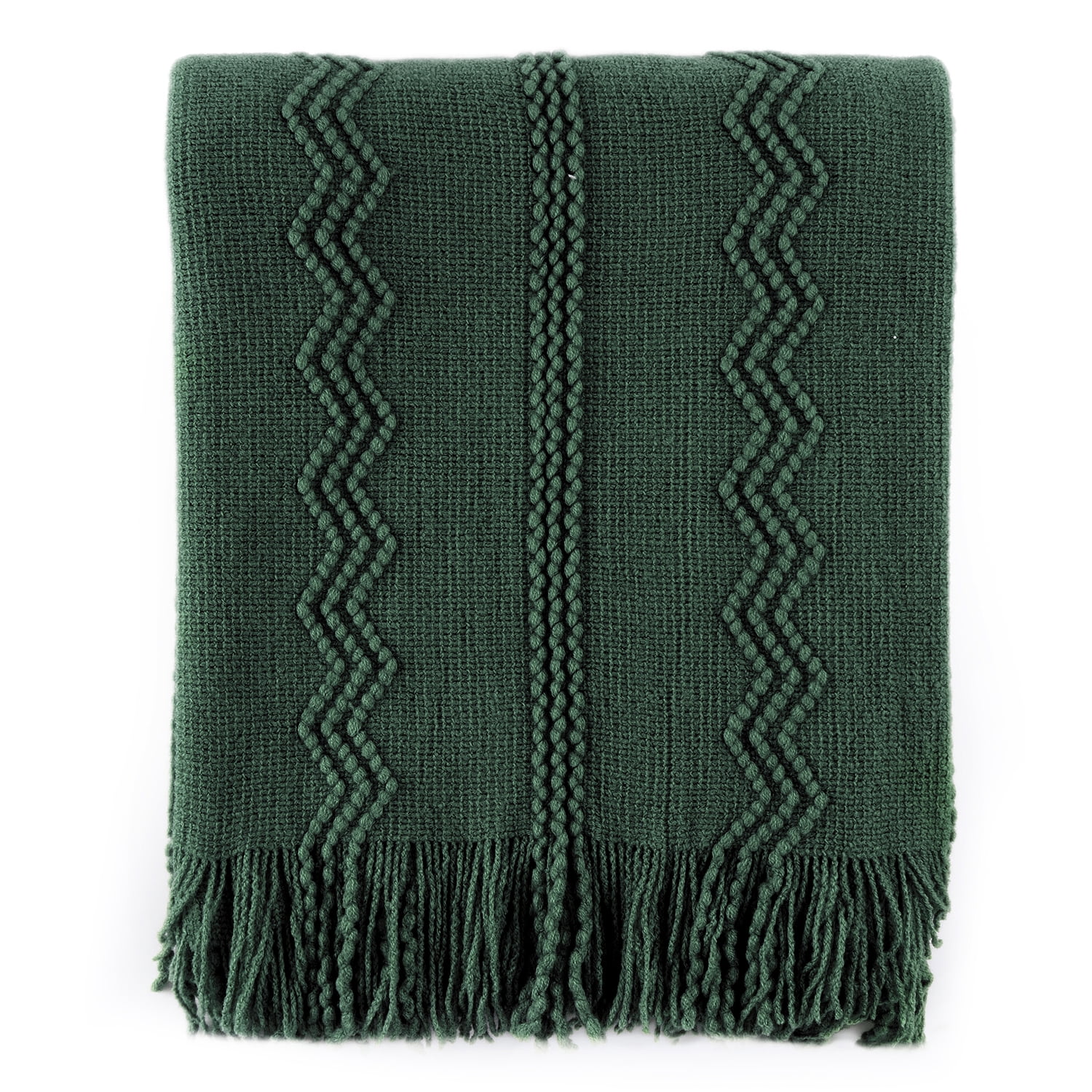 "Battilo Green Christmas Throw Blanket, Geometric, Dark Green, Fringe ...