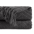 thumbnail image 1 of Dark Grey Throw Blanket,Herringbone Knit Charcoal Throw,Grey Blanket for Bed Sofa,60"x80", 1 of 9