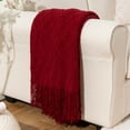 thumbnail image 1 of Dark Red Throw Blanket,Christmas Red Blanket,Boho Knitted Throw for Living Room Bed Decor,50"x60", 1 of 9