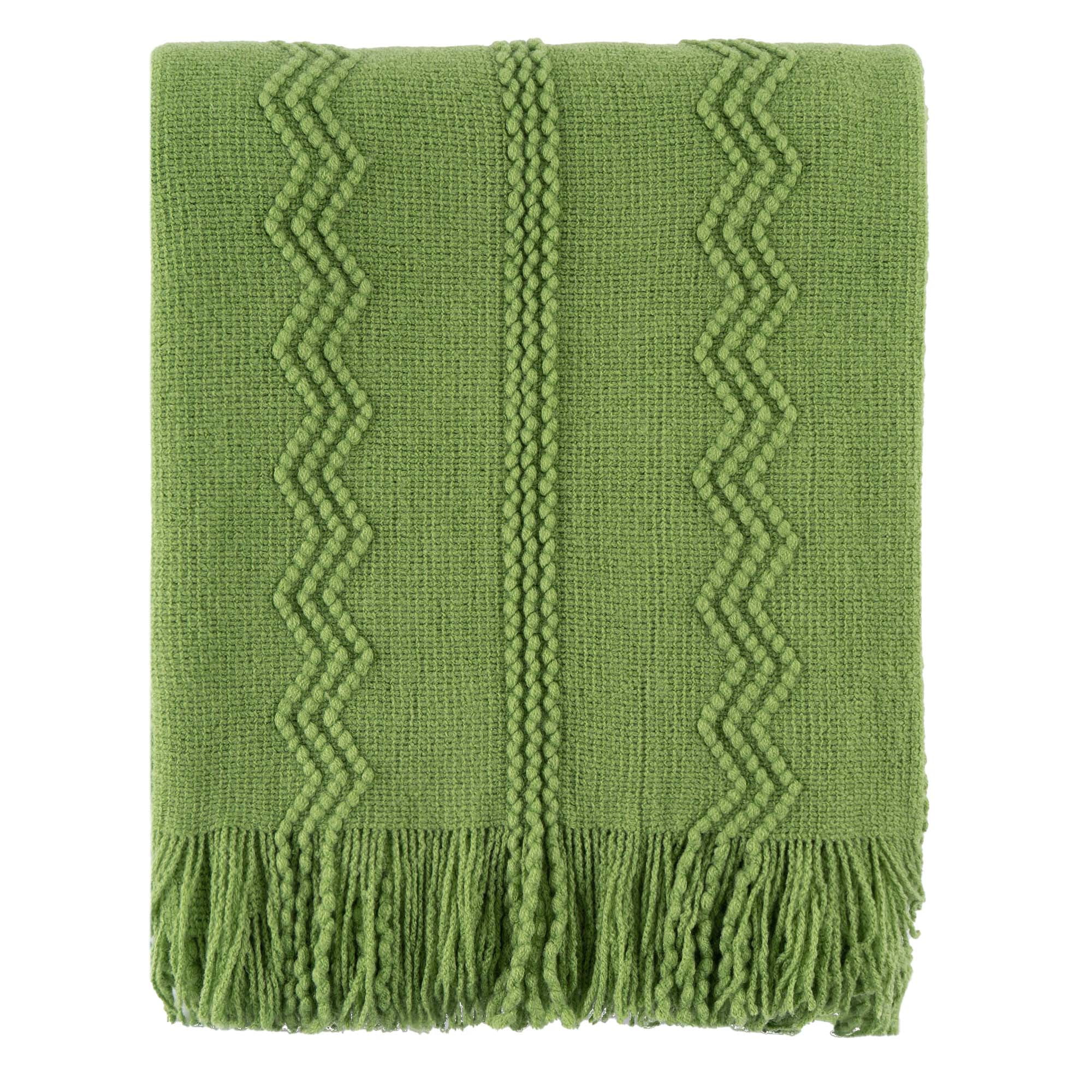 Battilo Green Throw Blanket Soft Lightweight Textured Sofa Blanket with ...