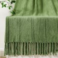 thumbnail image 1 of Battilo Green Throw Blanket for Couch, Decorative Blanket for Bedroom, Soft Warm Throw with Tassels, 50"x60", 1 of 7