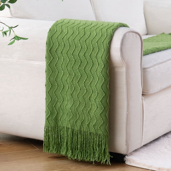 Green Throw Blanket for Living Room,Textured Green Blanket for Sofa,Spring Blanket,50"x60"