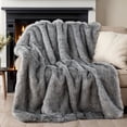 thumbnail image 1 of Battilo Gray Faux Fur Throw Blanket,Cozy Fluffy Grey Blanket Reversible to Plush Velvet,50"x60", 1 of 8