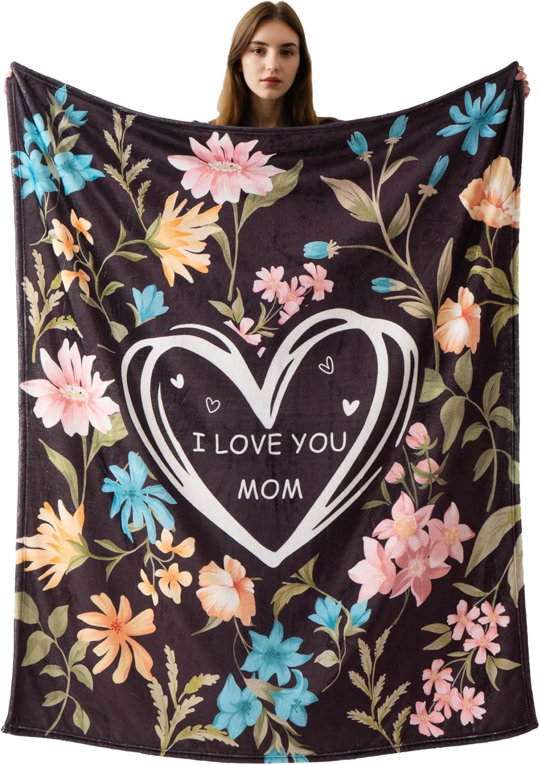 Battilo I Love You Mom Blanket Gift from Daughter Son, Mothers Day ...