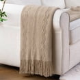 thumbnail image 1 of Battilo Tan Throw Blanket,Lightweight Knitted Bed Blanket,Beige Throws for Living Room,50"x60", 1 of 9