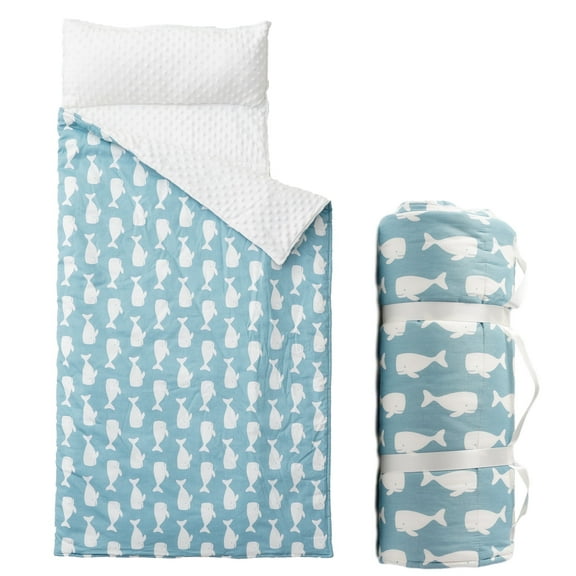 Battilo Kids Nap Mat with Removable Pillow,Toddler Nap Pad for Kindergarten,Children Sleeping Bag