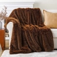 thumbnail image 1 of Battilo Brown Fluffy Faux Fur Throw Blanket,Cozy Plush Fuzzy Fur Blanket for Couch,Sofa,Bed,60"x80", 1 of 9