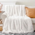 thumbnail image 1 of Battilo White Faux Fur Throw Blanket,Cozy Warm Plush Fuzzy Bed Throws,Ivory Fur Blanket,60"x80", 1 of 8