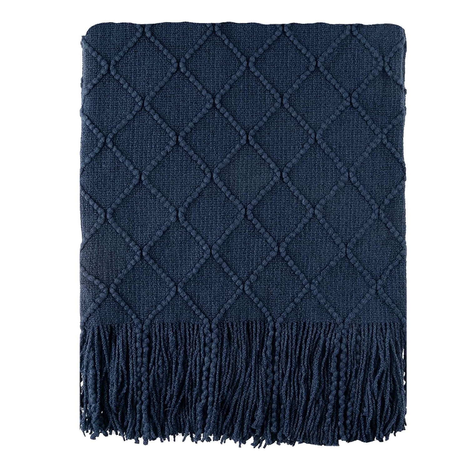 "Battilo Acrylic Navy Throw Blanket, Soft Lightweight, Decorative with ...